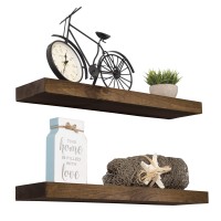 Imperative Dacor Floating Wall Shelves Set Of 2 - Functional & Rustic Wooden Shelve For Home Furnishing, Bathroom, Kitchen, & Farmhouse - Usa Handmade (Dark Walnut, 36 Inch Long X 55 Inch Wide)