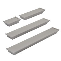 Melannco Floating Wall Shelves For Bedroom, Living Room, Bathroom, Kitchen, Nursery, Set Of 4, Gray, 4 Count
