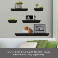 Melannco Floating Molding Shelves For Bedroom, Living Room, Bathroom, Kitchen, Nursery, Set Of 5, Espresso