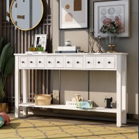 Merax Sofa Table Long Console Table With Drawers And Shelf For Entryway Easy Assembly Hall Table Black
