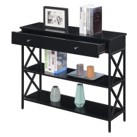 Convenience Concepts Tucson 1-Drawer Console Table With Shelves, Black/Black