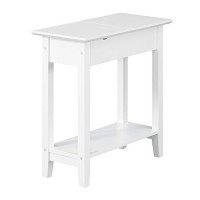 Convenience Concepts American Heritage Flip Top End Table With Charging Station And Shelf, White