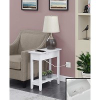 Convenience Concepts American Heritage Flip Top End Table With Charging Station And Shelf, White