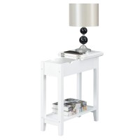 Convenience Concepts American Heritage Flip Top End Table With Charging Station And Shelf, White