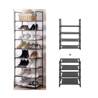 Easyhouse 8 Tier Metal Sturdy Shoe Rack For Entrywaycloset, Stores 16-20 Pairs Of Shoes, Multi-Use Shelf Organizer For Space Saving Storage