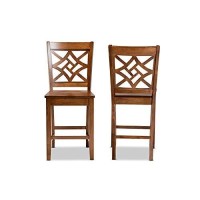 Baxton Studio Nicolette Modern And Contemporary Transitional Walnut Brown Finished Wood 2-Piece Counter Stool Set
