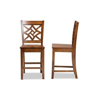 Baxton Studio Nicolette Modern And Contemporary Transitional Walnut Brown Finished Wood 2-Piece Counter Stool Set