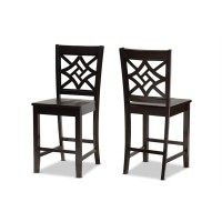 Baxton Studio Nicolette Modern And Contemporary Transitional Dark Brown Finished Wood 2-Piece Counter Stool Set