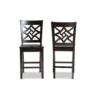 Baxton Studio Nicolette Modern And Contemporary Transitional Dark Brown Finished Wood 2-Piece Counter Stool Set
