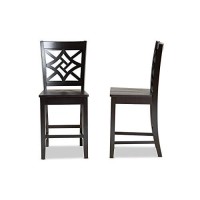 Baxton Studio Nicolette Modern And Contemporary Transitional Dark Brown Finished Wood 2-Piece Counter Stool Set