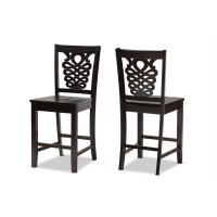 Baxton Studio Gervais Modern And Contemporary Transitional Dark Brown Finished Wood 2-Piece Counter Stool Set