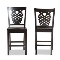 Baxton Studio Gervais Modern And Contemporary Transitional Dark Brown Finished Wood 2-Piece Counter Stool Set