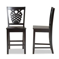 Baxton Studio Gervais Modern And Contemporary Transitional Dark Brown Finished Wood 2-Piece Counter Stool Set