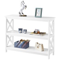Yaheetech Console Table With 3 Storage Shelves, Entryway Table Sofa Side Table Narrow Long Bookshelf For Hallway Living Room, Accent Furniture, White