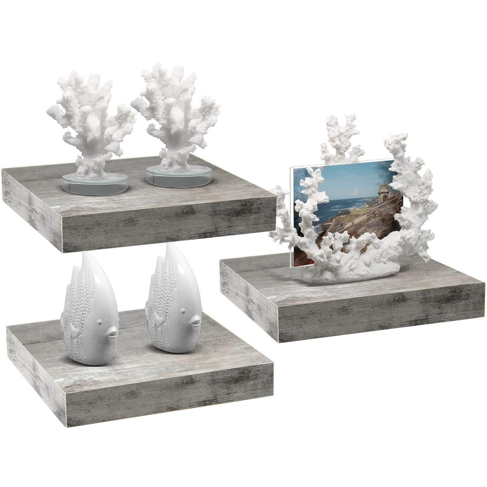 Sorbus Floating Shelves - Hanging Wall Shelves Decoration - Perfect Trophy Display, Photo Frames (Rustic Grey)