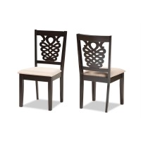 Baxton Studio Gervais Modern And Contemporary Sand Fabric Upholstered And Dark Brown Finished Wood 2-Piece Dining Chair Set