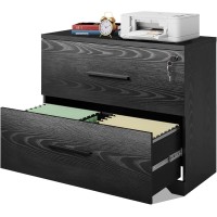 Devaise 2-Drawer Wood Lateral File Cabinet With Lock For Home Office, Black