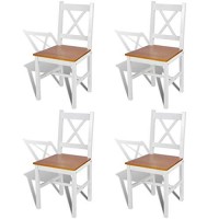 Famirosa Dining Chairs 4 Pcs White Pinewood