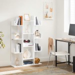 Vasagle Bookshelf, Tree-Shaped Bookcase With 13 Storage Shelves, Rounded Corners, 9.8D X 33.9W X 55.1H, White Ulbc067W01