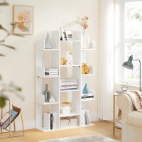 Vasagle Bookshelf, Tree-Shaped Bookcase With 13 Storage Shelves, Rounded Corners, 9.8D X 33.9W X 55.1H, White Ulbc067W01