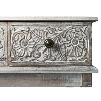 The Urban Port 2-Drawer Mango Wood Console Table With Floral Carved Front