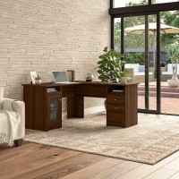 Bush Furniture Cabot 60W L Shaped Computer Desk In Modern Walnut