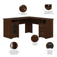 Bush Furniture Cabot 60W L Shaped Computer Desk In Modern Walnut