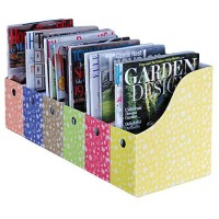 Evelots 6 Pack Magazine File Holder-Organizer-Full 4 Inch Wide-Floral-With Label