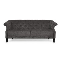 Christopher Knight Home Morganton 3 Seater Sofa, Dark Charcoal + Dark Brown