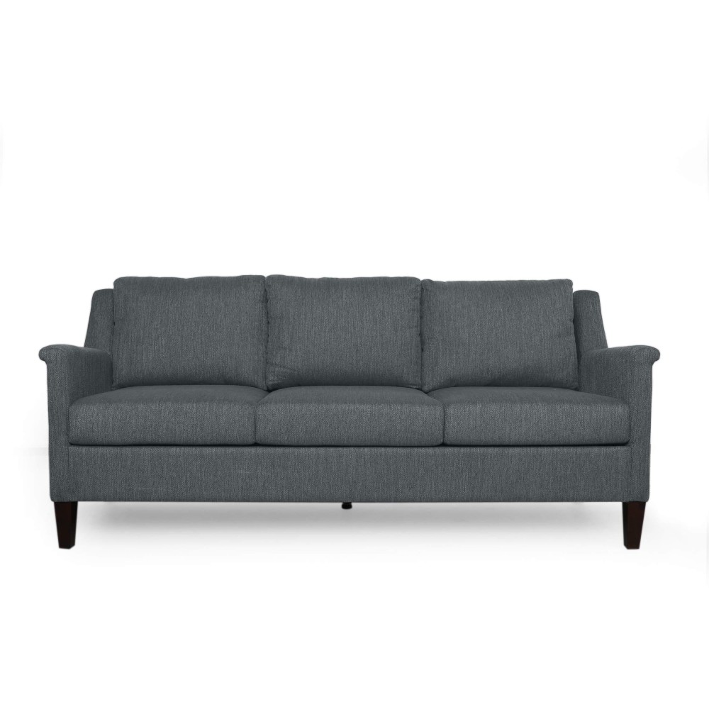 Christopher Knight Home Dupont 3 Seater Sofa, Charcoal + Espresso