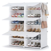 Homidec Shoe Rack, 6 Tier Shoe Storage Cabinet 24 Pair Plastic Shoe Shelves Organizer For Closet Hallway Bedroom Entryway