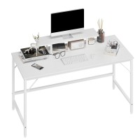 Joiscope Computer Desk, Gaming Desk With Floating Top,Computer Standing Shelfs, Space Saving In 55 Inches,White Finish