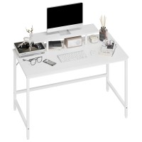 Joiscope Computer Desk, Gaming Desk With Floating Top,Computer Standing Shelfs, Space Saving In 47 Inches,White Finish