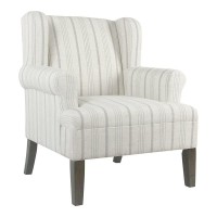 Homepop Emerson Wingback Accent Chair, Dove Grey Stripe