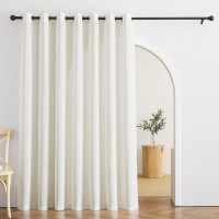 Ryb Home Curtains For Large Window Decor Linen Textured Semi Sheer Privacy Curtains For Bedroom Living Room Sheer Backdrop Canopy Bed Curtains, W 100 X L 84 Inch, 1 Panel, Linen