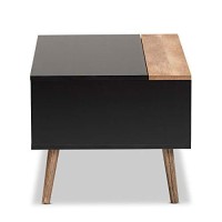 Baxton Studio Jensen Modern And Contemporary Two-Tone Black And Rustic Brown Finished Wood Lift Top Coffee Table With Storage Compartment