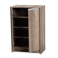 Baxton Studio Langston Modern And Contemporary Weathered Oak Finished Wood 2-Door Shoe Cabinet