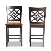 Baxton Studio Nicolette Modern And Contemporary Two-Tone Dark Brown And Walnut Brown Finished Wood 2-Piece Counter Stool Set
