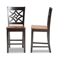 Baxton Studio Nicolette Modern And Contemporary Two-Tone Dark Brown And Walnut Brown Finished Wood 2-Piece Counter Stool Set