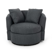 Christopher Knight Home Smyrna Swivel Club Chair, Metal, Charcoal + Black
