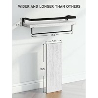 Amada Homefurnishing Wall Shelves, Floating Shelves For Bathroom, Kitchen, Bedroom, Bathroom Shelf With Towel Bar, Set Of 2, White - Amfs01W