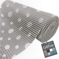 Home Genie Slip Resistant Drawer And Shelf Liner, Non Adhesive Roll, 17.5 Inch X 10 Ft, Durable And Strong, Grip Liners For Drawers, Shelves, Cabinets, Pantry, Storage, Desks, Dots Slate Gray White