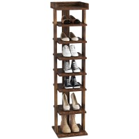 Homefort 7-Tier Wood Shoe Rack, Entryway Shoe Tower,Vertical Shoe Organizer, Wooden Shoe Storage Stand(Rustic Brown)