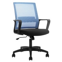 Office Chair Ergonomic Desk Task Chair Mesh Computer Chair Mid-Back Mesh Home Office Swivel Chair Modern Executive Chair With Wheels Armrests Lumbar Support (Blue)