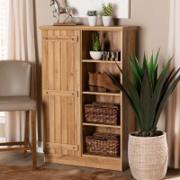Baxton Studio Eren Natural Oak Brown Finished Wood 1-Door Shoe Cabinet