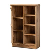 Baxton Studio Eren Natural Oak Brown Finished Wood 1-Door Shoe Cabinet