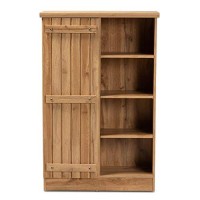 Baxton Studio Eren Natural Oak Brown Finished Wood 1-Door Shoe Cabinet