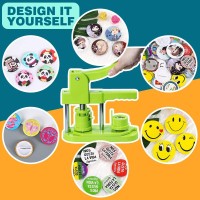 Happizza Button Maker Machine (3Rd Gen) Installation-Free 25Mm(1 In), Diy Pin Button Maker Press Machine Kit, Badge Punch Press Machine With Free 500Pcs Button Parts&Pictures&Circle Cutter&Magic Book