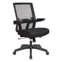 Space Seating 867 Series Adjustable Managers Chair With Breathable Mesh Back, Lumbar Support And Padded Flip Arms, Black Fabric Seat With Black Nylon Base
