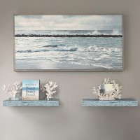 Sorbus Floating Shelf Set - Rustic Engineered Wood Coastal Beach Style Hanging Rectangle Wall Shelves For Home Dcor, Trophy Display, Photo Frames, Etc. (Blue, 2 Pack)